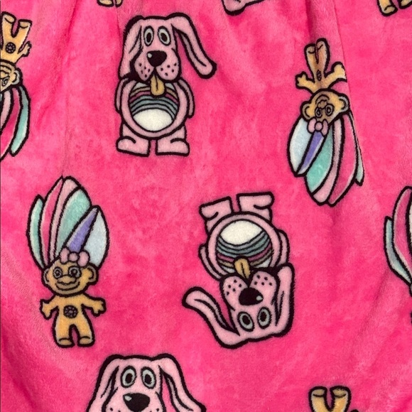 Pink Plush Troll / Dog Print Towel Wrap Robe ONE SIZE - Picture 8 of 8